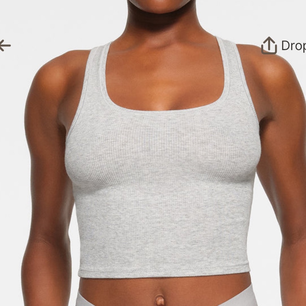 SKIMS Cotton Rib Tank Light Heather Grey Brand New